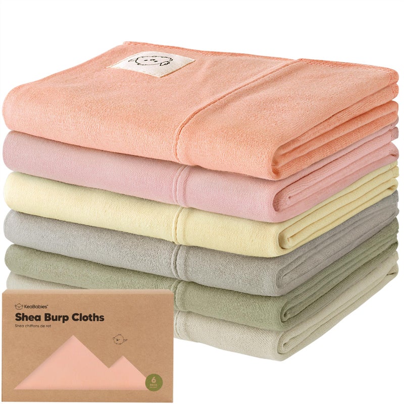 KeaBabies Organic Burp Cloths Baby Boy Girl 6Pack Large Cotton Burping Cloths for Babies Spit Up Rags Super Absorbent Ultra Soft Newborn Rag Gender Neutral Machine Washable Durable Embrace 