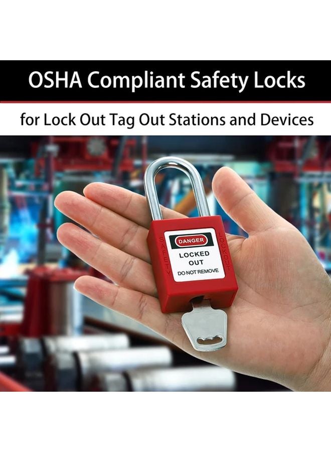 10 Pack Red Lockout Tagout Locks Keyed Different OSHA Safety Padlocks with Keys - Image 5