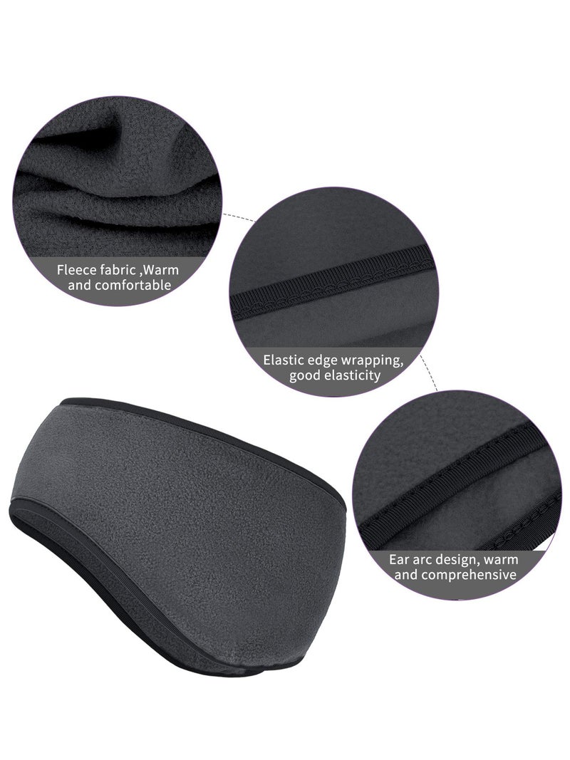 BBTO 3 Pcs Fleece Ear Warmers Muffs for Men Women Headband Ear Muffs Winter Covers for Cold Weather Running Cycling Ski(Gray) - Image 3