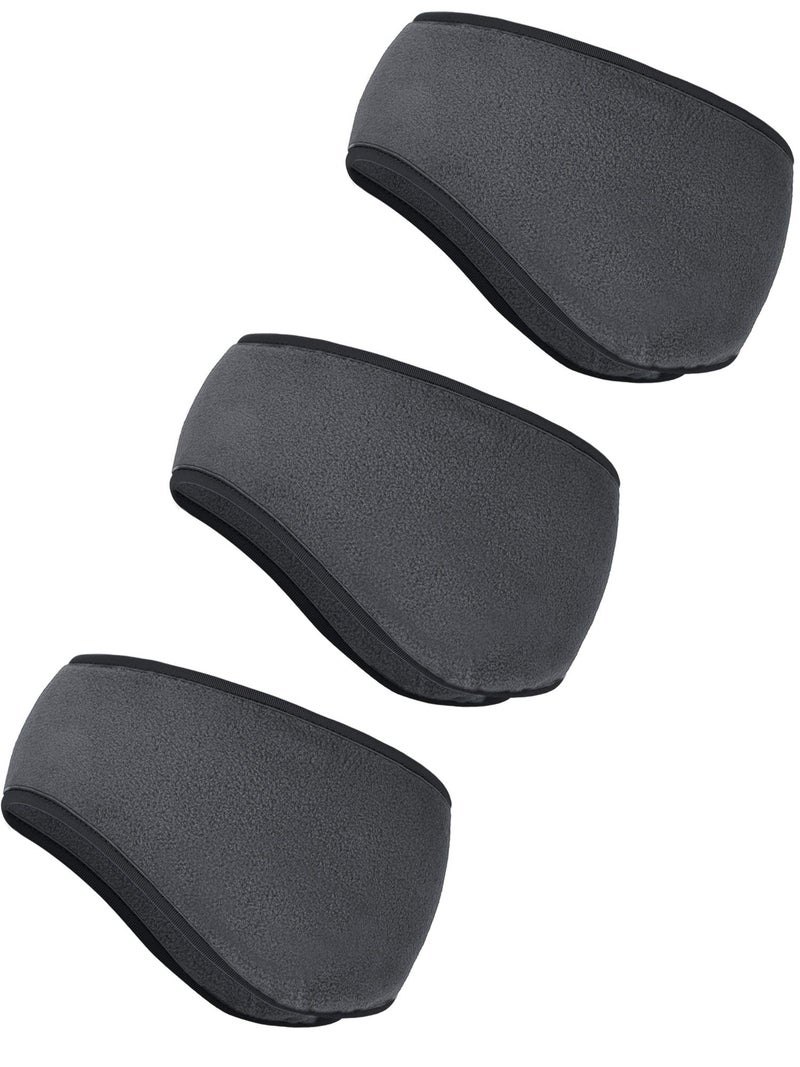BBTO 3 Pcs Fleece Ear Warmers Muffs for Men Women Headband Ear Muffs Winter Covers for Cold Weather Running Cycling Ski(Gray) - Image 1