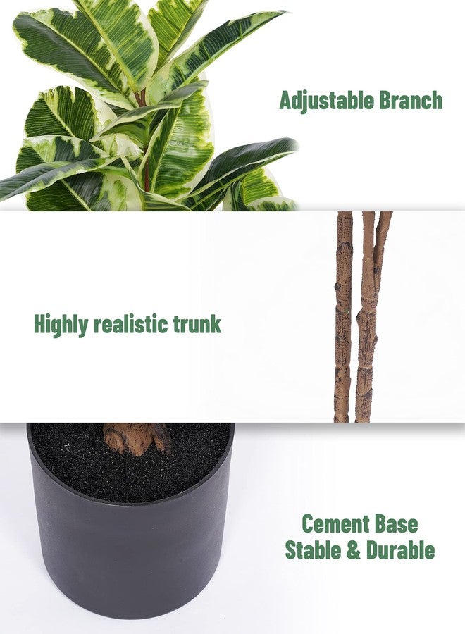 FLOWORLD Artificial Rubber Tree-Faux Tropical Fake Plant - Floor Silk Ficus Elastica Plant - 4 Ft Tall Aritificial Tree for Home Decor - Living Room, Garden, Office Indoor/Outdoor, B120 - Image 5