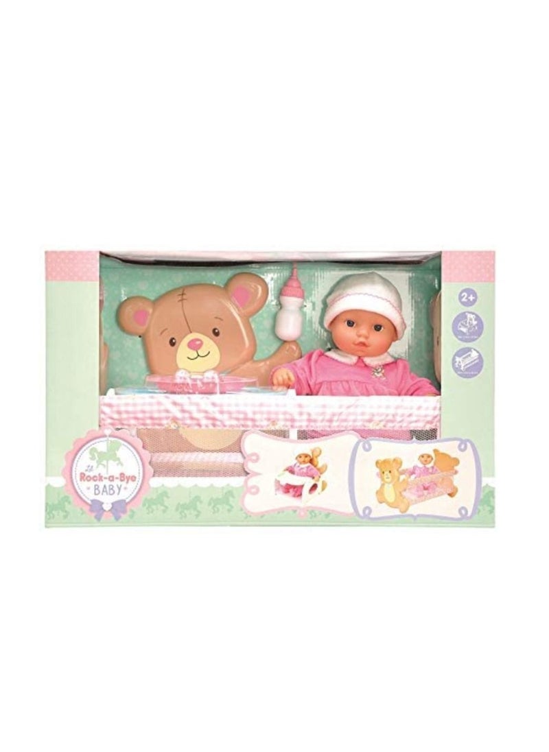 Lotus - RockABye Soft Body Baby Doll with Teddy Bear 14inch - Image 1