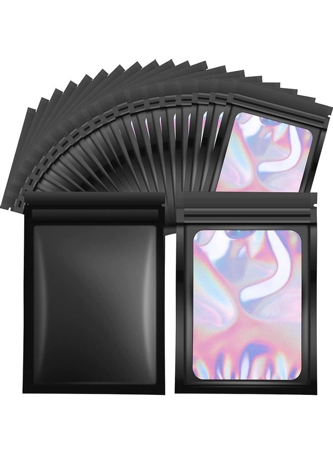 50-Piece Resealable Foil Pouch Set Black 10x15cm - Image 1