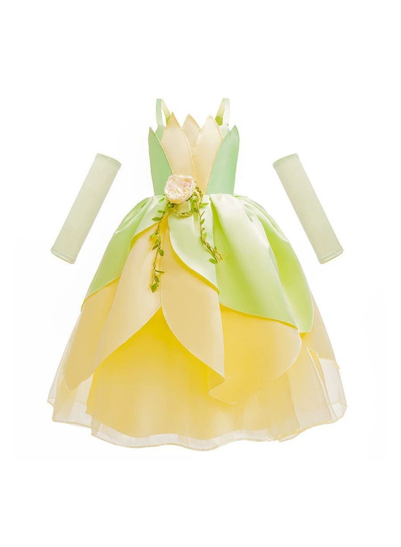 Princess Tiana Cosplay Dress – Girls' Sleeveless Green Frog Princess Costume for Halloween & Party – 120cm - Image 5