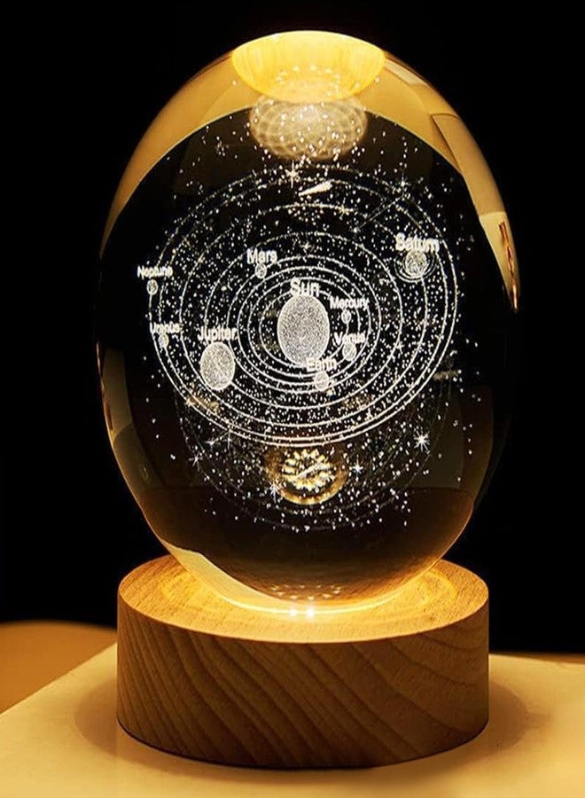 ARYAVART 3D Galaxy Crystal Ball Night Light for Kids|with USB Table Colorful LED Wooden Light Base|Dimmable Warm RGB Colour Night Lights Fantasy Decoration Crsytal Ball Nightlight (Pack of 1) - Image 1