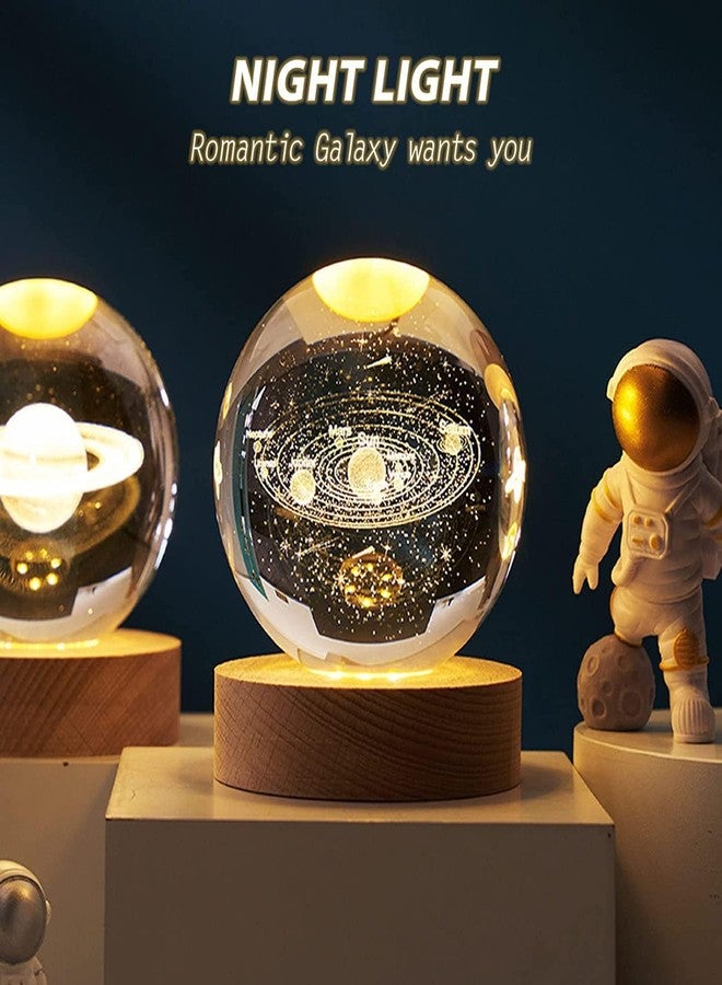 ARYAVART 3D Galaxy Crystal Ball Night Light for Kids|with USB Table Colorful LED Wooden Light Base|Dimmable Warm RGB Colour Night Lights Fantasy Decoration Crsytal Ball Nightlight (Pack of 1) - Image 4