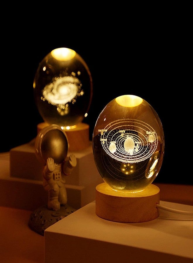 ARYAVART 3D Galaxy Crystal Ball Night Light for Kids|with USB Table Colorful LED Wooden Light Base|Dimmable Warm RGB Colour Night Lights Fantasy Decoration Crsytal Ball Nightlight (Pack of 1) - Image 5