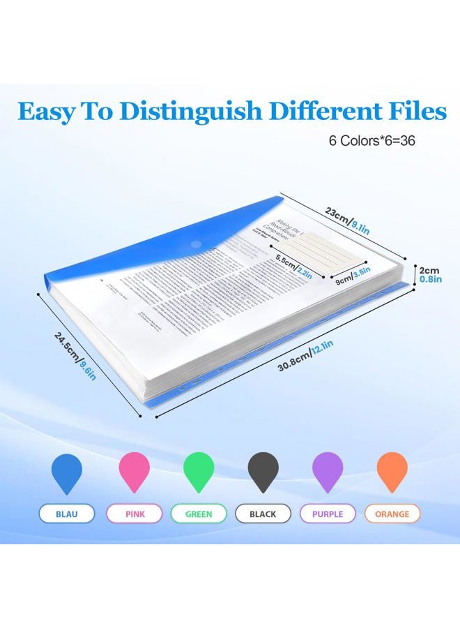 Surcotto Binder Dividers with Pockets 11 Holes Expandable Plastic Folders for 2/3/4 Ring Document Pouch with Snap Button & Label Loose-Leaf Transparent for School Home Office (36 PCS Side-Opening) - Image 2