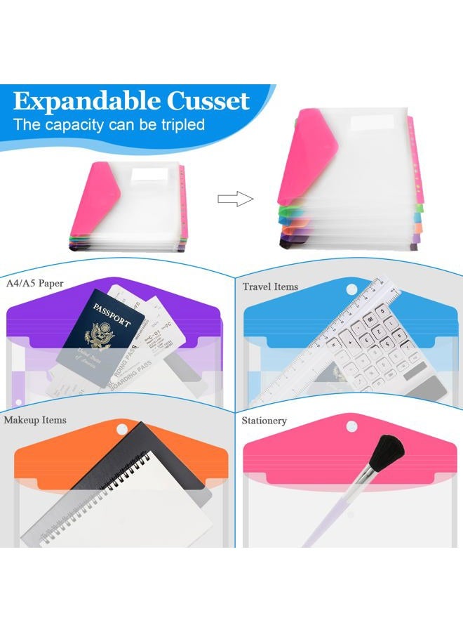 Surcotto Binder Dividers with Pockets 11 Holes Expandable Plastic Folders for 2/3/4 Ring Document Pouch with Snap Button & Label Loose-Leaf Transparent for School Home Office (36 PCS Side-Opening) - Image 4