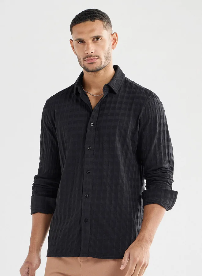 Splash FAV Textured Shirt with Long Sleeves