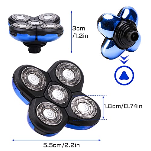 Woopower Shaver Blade Replacement Heads, 5 Beard Cutter Blades for Electric Razor, Easy Install for Head and Face (Blue) - Image 4