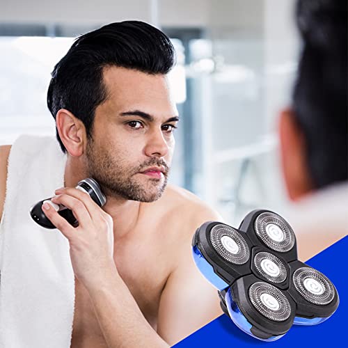 Woopower Shaver Blade Replacement Heads, 5 Beard Cutter Blades for Electric Razor, Easy Install for Head and Face (Blue) - Image 2