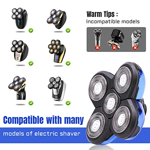 Woopower Shaver Blade Replacement Heads, 5 Beard Cutter Blades for Electric Razor, Easy Install for Head and Face (Blue) - Image 3