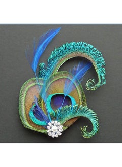 Fodattm Handmade Bohemian Peacock Feather Hair Clip Hair Accessory Elegant Showgirl Headpiece Hair Pin Wedding Dance Party Headwear Headdress (E#)  - Image 2