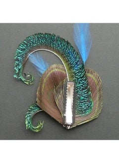 Fodattm Handmade Bohemian Peacock Feather Hair Clip Hair Accessory Elegant Showgirl Headpiece Hair Pin Wedding Dance Party Headwear Headdress (E#)  - Image 3