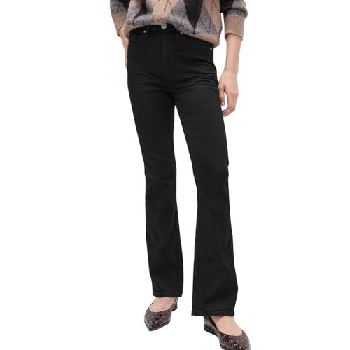 Marks & Spencer Solid Black Cotton Womens Eva Bootcut Jeans - Image 1