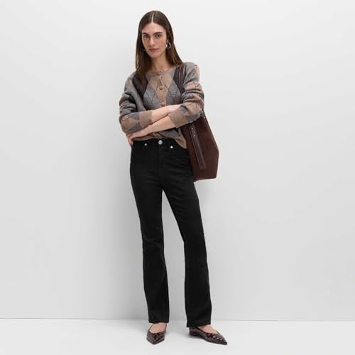 Marks & Spencer Solid Black Cotton Womens Eva Bootcut Jeans - Image 3