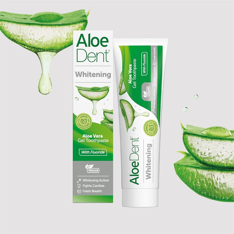 Aloe Dent Whitening Aloe Vera Toothpaste with Fluoride Natural Action Vegan Cruelty Free SLS Free Naturally White Healthy Gums 100 ml - Image 4