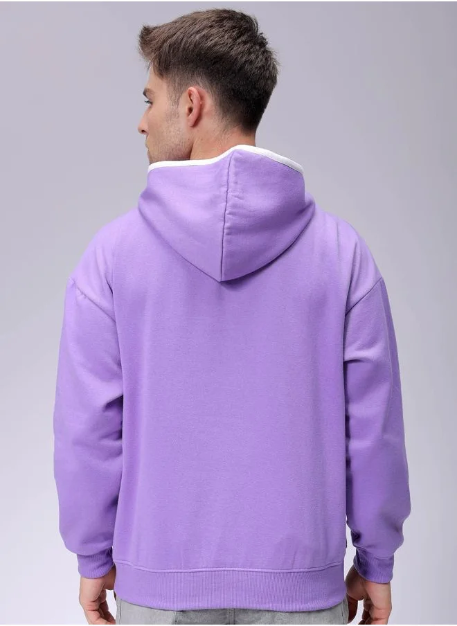 شركة المرآب الهندية Men Relaxed Fit Placement Print Overhead Hooded Sweatshirt
