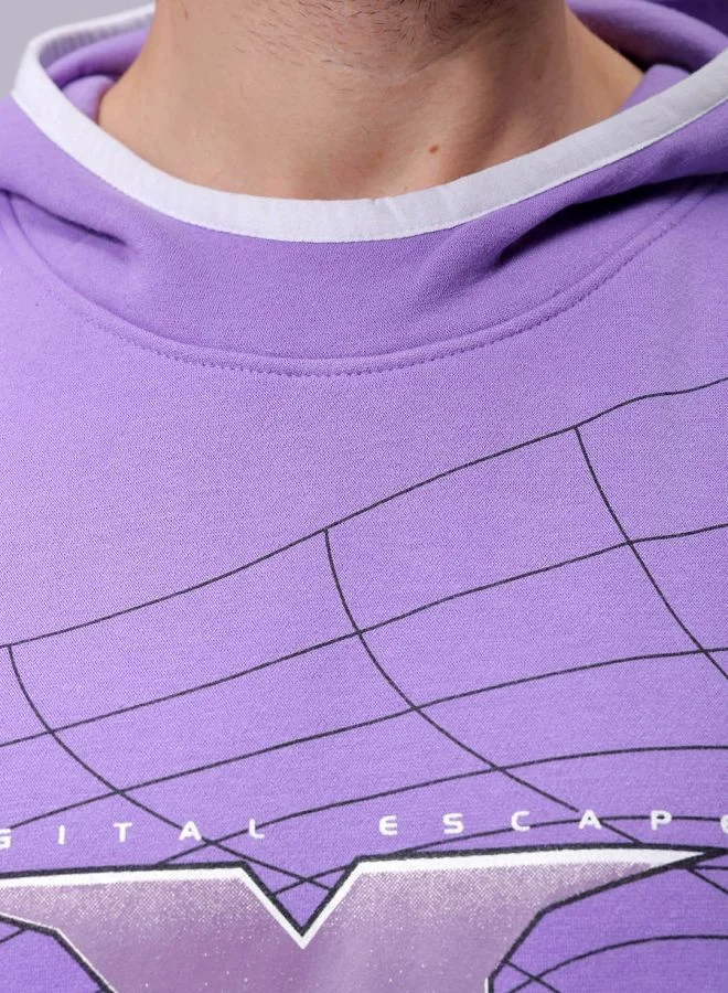 The Indian Garage Co Men Relaxed Fit Placement Print Overhead Hooded Sweatshirt