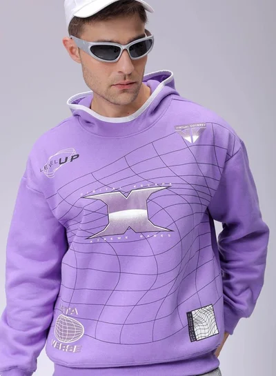 The Indian Garage Co Men Relaxed Fit Placement Print Overhead Hooded Sweatshirt