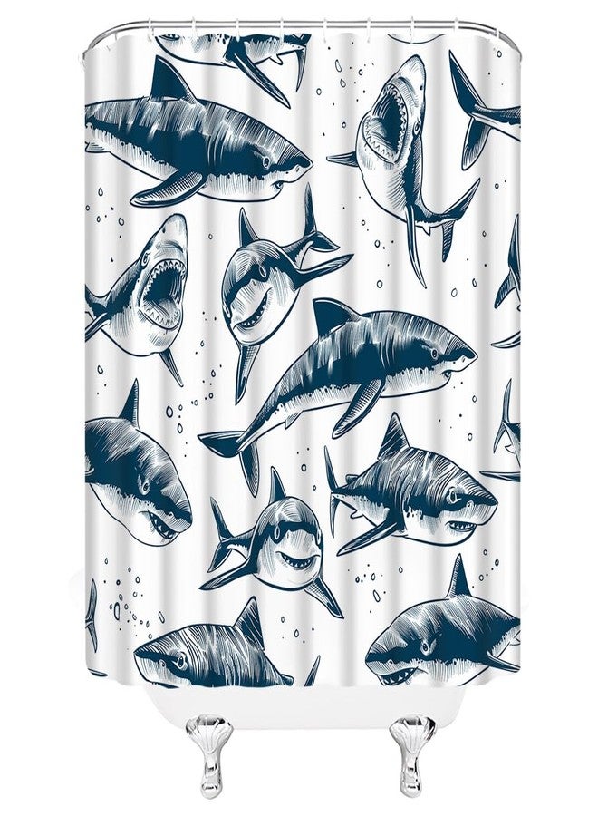 YSATNSFT Shark Shower Curtain Ocean Animal Fish Marine Life Underwater Sea Nautical Fabric Bathroom Decor Set with Hooks,(70" WX70 H) - Image 4