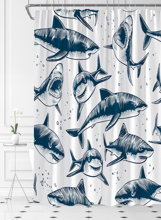 YSATNSFT Shark Shower Curtain Ocean Animal Fish Marine Life Underwater Sea Nautical Fabric Bathroom Decor Set with Hooks,(70" WX70 H) - Image 3