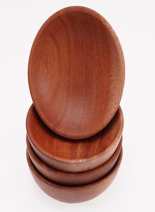 VieWood Mini Wooden Bowl Set of 4 (3.54" Diameter x 0.78" Height) for Condiments, Dip Sauce, Ketchup, Small Wood Bowl for Jam, little Prep, Olive (Round) - Image 1