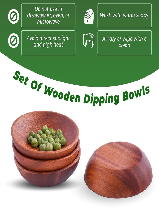 VieWood Mini Wooden Bowl Set of 4 (3.54" Diameter x 0.78" Height) for Condiments, Dip Sauce, Ketchup, Small Wood Bowl for Jam, little Prep, Olive (Round) - Image 5