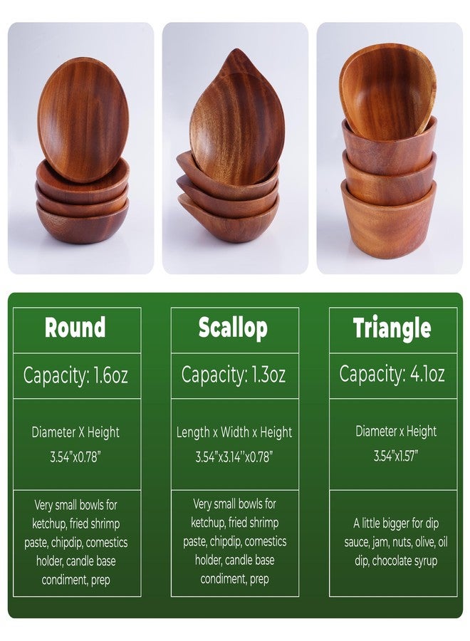VieWood Mini Wooden Bowl Set of 4 (3.54" Diameter x 0.78" Height) for Condiments, Dip Sauce, Ketchup, Small Wood Bowl for Jam, little Prep, Olive (Round) - Image 4