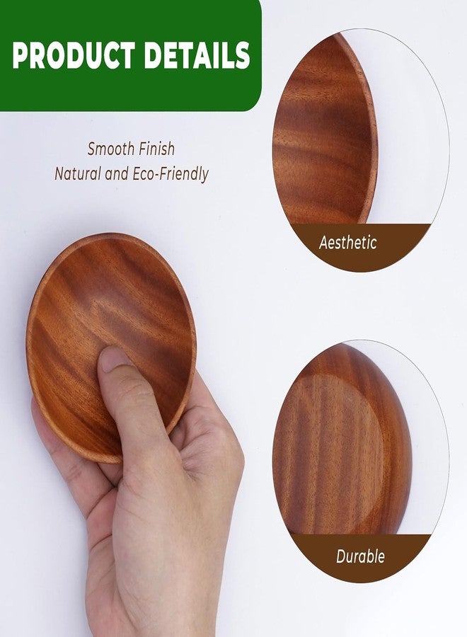 VieWood Mini Wooden Bowl Set of 4 (3.54" Diameter x 0.78" Height) for Condiments, Dip Sauce, Ketchup, Small Wood Bowl for Jam, little Prep, Olive (Round) - Image 2