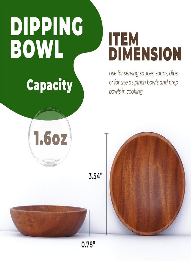 VieWood Mini Wooden Bowl Set of 4 (3.54" Diameter x 0.78" Height) for Condiments, Dip Sauce, Ketchup, Small Wood Bowl for Jam, little Prep, Olive (Round) - Image 3