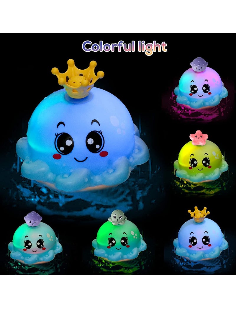 Barakah Baby Bath Toy With 4 Water Spray Modes, Light Up Octopus Tub Toys for Toddler Kids, Auto-Rotating Toddlers Bathtub Toys for Boys Girls With Ocean Animals/Fountain Sprinkler/Flashing Colorful LED - Image 2