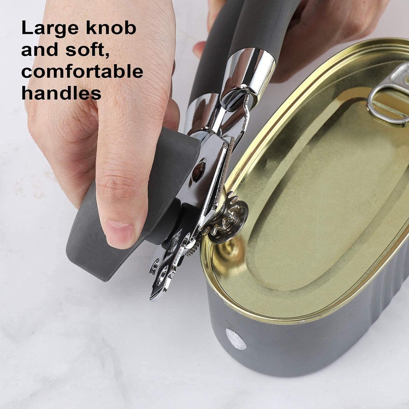 Voxmix Can Opener Kitchen Durable Stainless Steel Heavy Duty Can Opener Manual Smooth Edge Food Safety Cut 4in1 Can Openers Bottle for Seniors with Arthritis Hands Friendly - Image 3