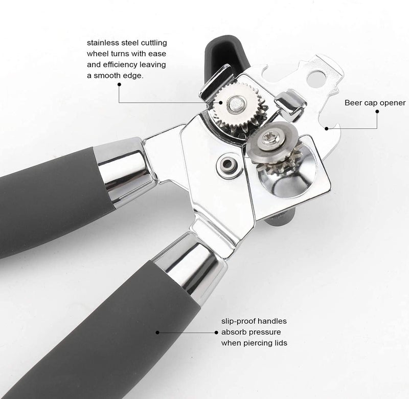 Voxmix Can Opener Kitchen Durable Stainless Steel Heavy Duty Can Opener Manual Smooth Edge Food Safety Cut 4in1 Can Openers Bottle for Seniors with Arthritis Hands Friendly - Image 4