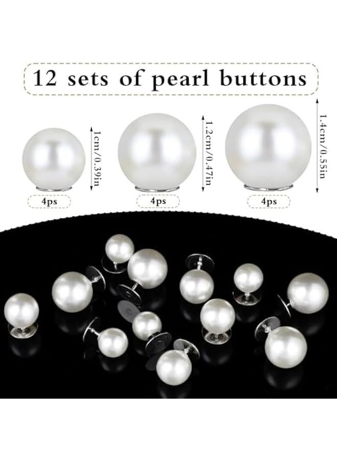 12 Sets Pearl ons, 3 Sizes No Sew Pearl Brooch Pins Pearl Pins for Clothes Removable Reusable for Women Girls Dress Sweaters Shawl Decorations Shirt Coat(10mm mm mm) - Image 3