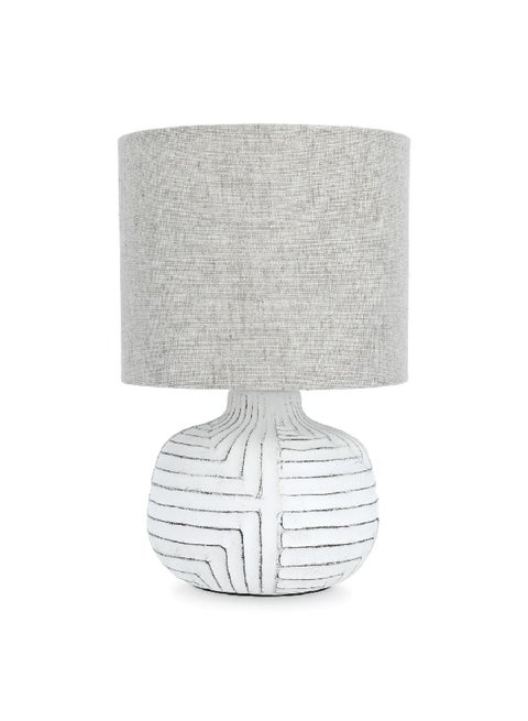 60W E27 Base Scratch-Resistant Elegant Decorative Ceramic Table Lamp White and Grey D4521S-WHITE