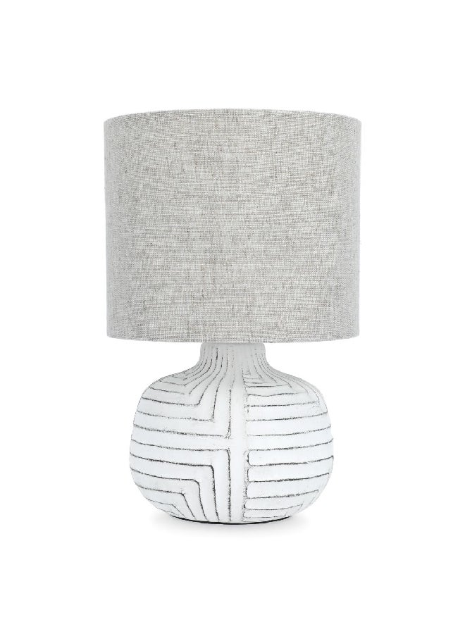 60W E27 Base Scratch-Resistant Elegant Decorative Ceramic Table Lamp White and Grey D4521S-WHITE
