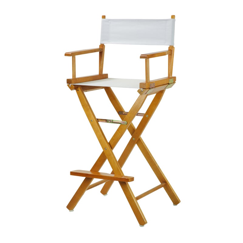Casual Home Casual Home 30 Directors Chair Honey Oak Framewith White Canvas Bar Height