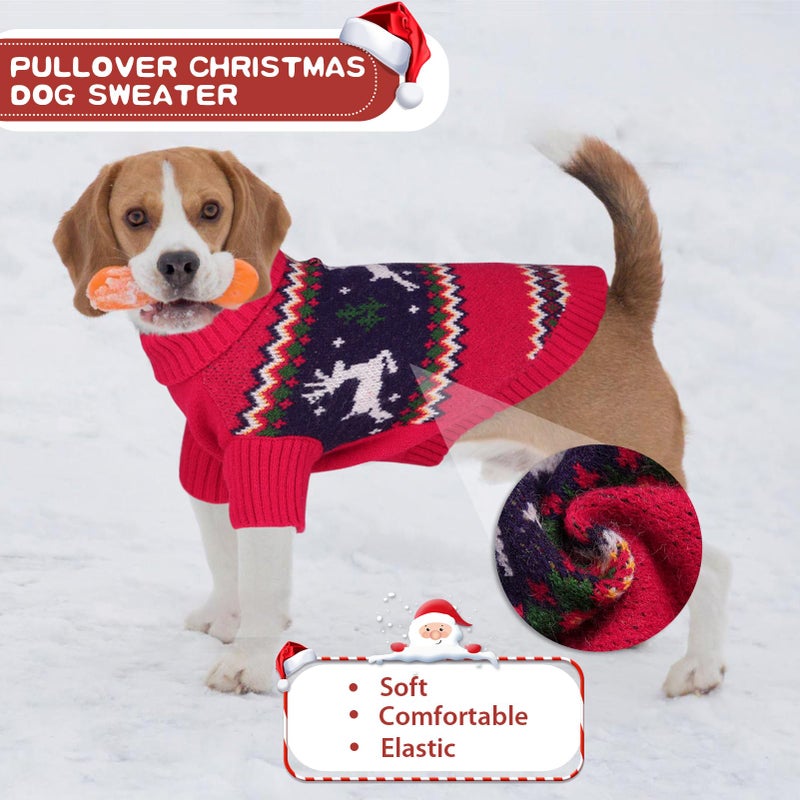 Queenmore Christmas Dog Sweater, Knitted Pullover Turtleneck Outfit, Warm Clothes for Small Dogs Boys or Girls S - Image 5