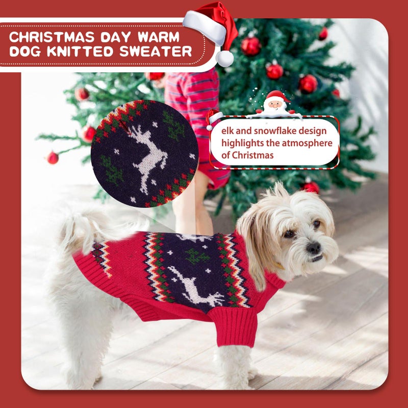 Queenmore Christmas Dog Sweater, Knitted Pullover Turtleneck Outfit, Warm Clothes for Small Dogs Boys or Girls S - Image 4