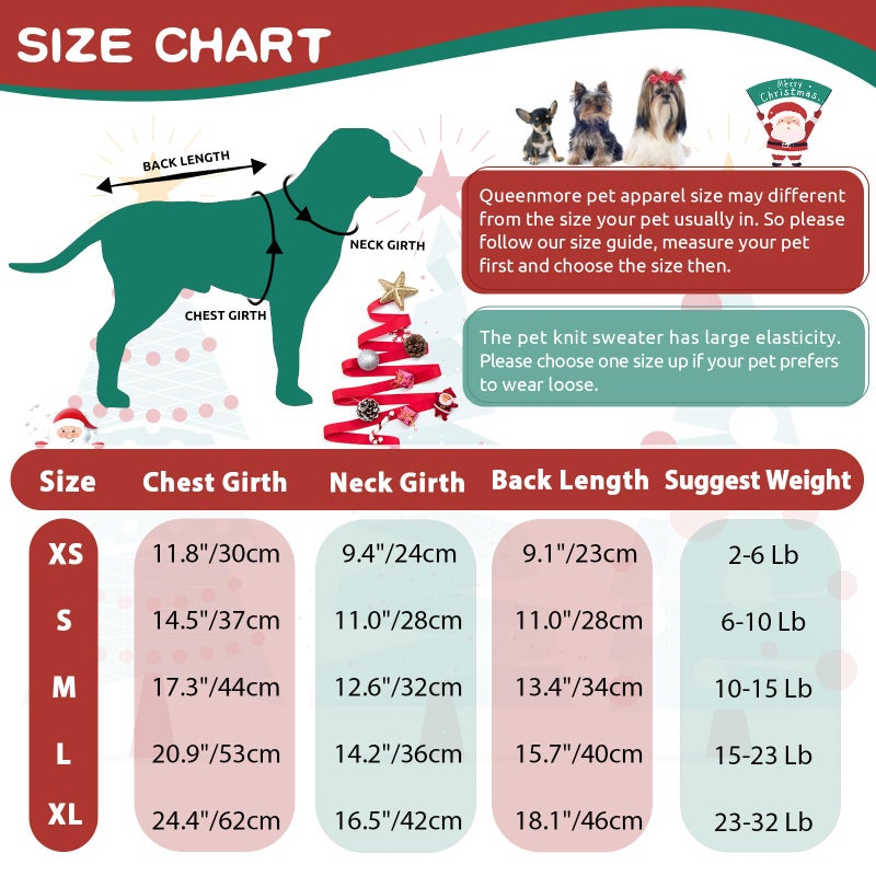 Queenmore Christmas Dog Sweater, Knitted Pullover Turtleneck Outfit, Warm Clothes for Small Dogs Boys or Girls S - Image 2