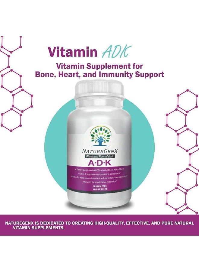 NatureGenX مكمل فيتامين ADK للبالغين - 60 كبسولة - Image 2