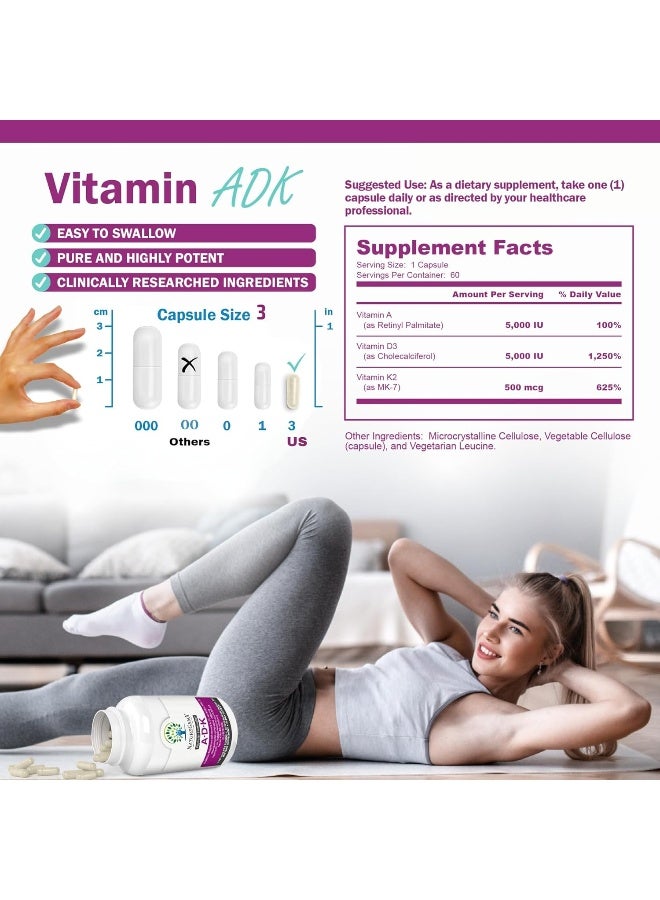 NatureGenX مكمل فيتامين ADK للبالغين - 60 كبسولة - Image 3