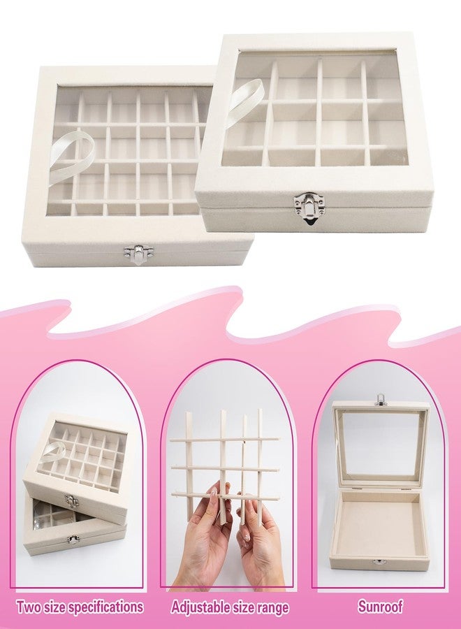 SnowTing 2 PCS Shell Shadow Box, Flocked Memory Storage Case with 12 & 24 Grids, Jewelry Organizer Box for Seashell, Rocks, Gems, Crystals, Souvenirs, Beads, 7.87 x 5.9 x 1.77 Inch - Image 3