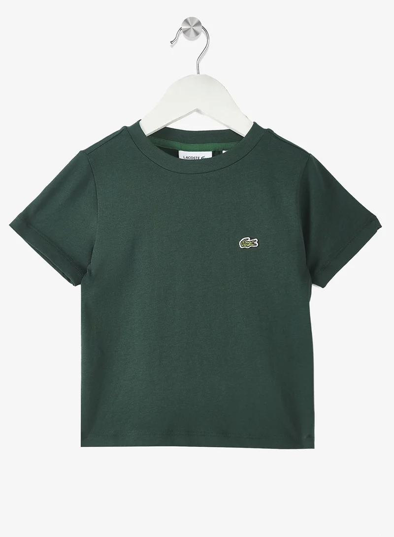 لاكوست تيشيرت قطن برقبة دائرية بشعار للأطفال