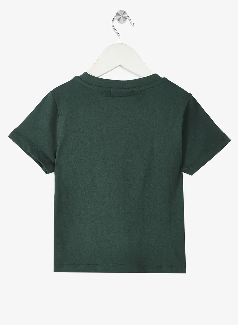 لاكوست تيشيرت قطن برقبة دائرية بشعار للأطفال