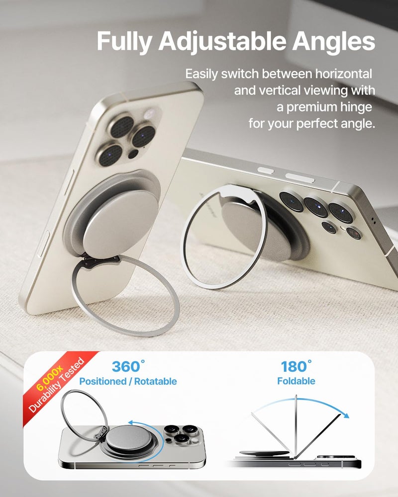 Sinjimoru for MagSafe Phone Grip â€” 3000G Magnetic Hold, Soft Silicone Comfort, Metal Plate Included, iPhone 17/16/15/14/13, M-Tap Tok Ring Stand Space Gray - Image 3