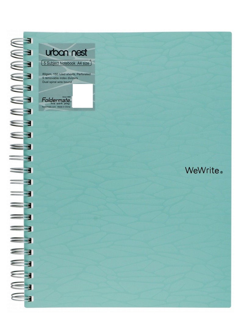 Foldermate دفتر ملاحظات دائري أخضر بحجم A4 من أوربان نيست 5 موضوع مع فواصل فهرسة