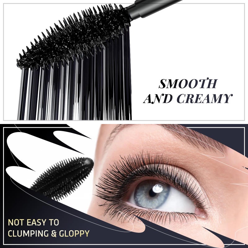 DRMODE Mascara Volume and Length, Christmas Stocking Stuffers Gifts for Women 2 in 1 Waterproof Mascara Black, 2 Pack Falsies Voluminous Lengthening Smudge Proof 4D Silk Fiber Mas cara - Image 5